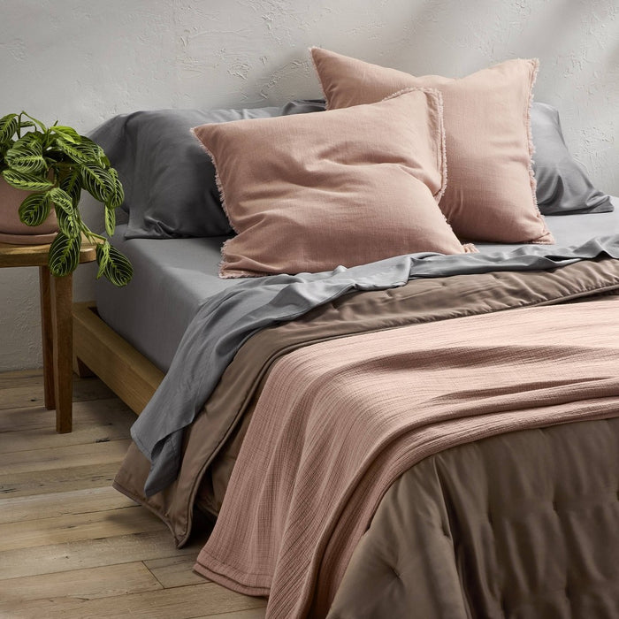 Full/Queen Rayon from Bamboo Matelasse Blanket Light Adobe Clay - Casaluna