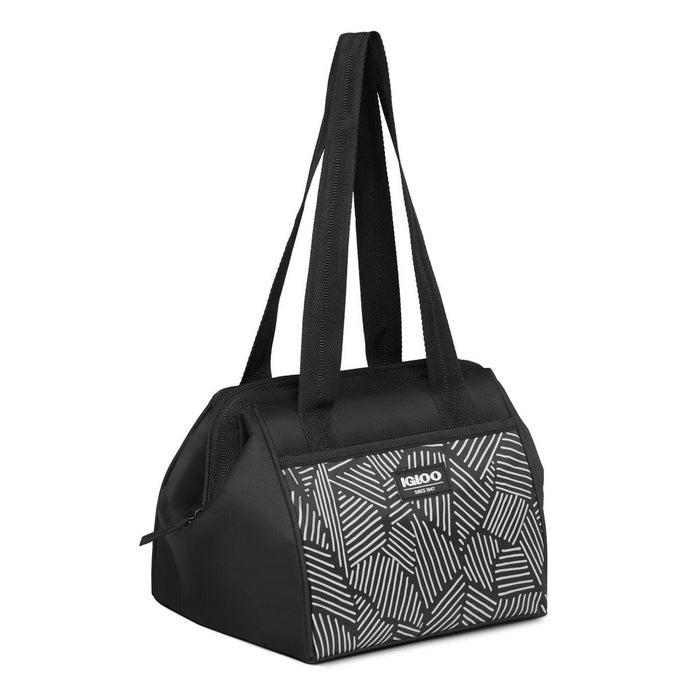 MISSING CONTAINER  AS IS Igloo Print Essentials Leftover Lunch Bag with Pack Ins - Black