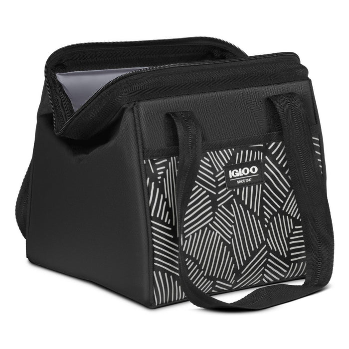 MISSING CONTAINER  AS IS Igloo Print Essentials Leftover Lunch Bag with Pack Ins - Black