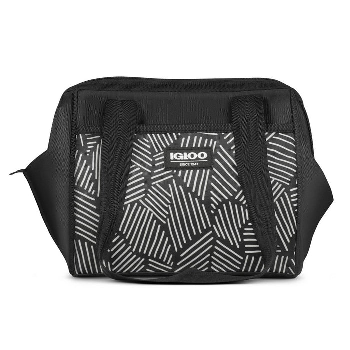 MISSING CONTAINER  AS IS Igloo Print Essentials Leftover Lunch Bag with Pack Ins - Black
