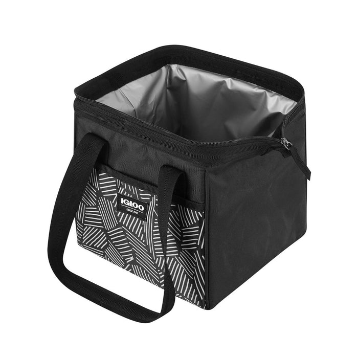 MISSING CONTAINER  AS IS Igloo Print Essentials Leftover Lunch Bag with Pack Ins - Black