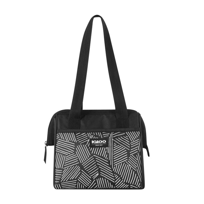MISSING CONTAINER  AS IS Igloo Print Essentials Leftover Lunch Bag with Pack Ins - Black
