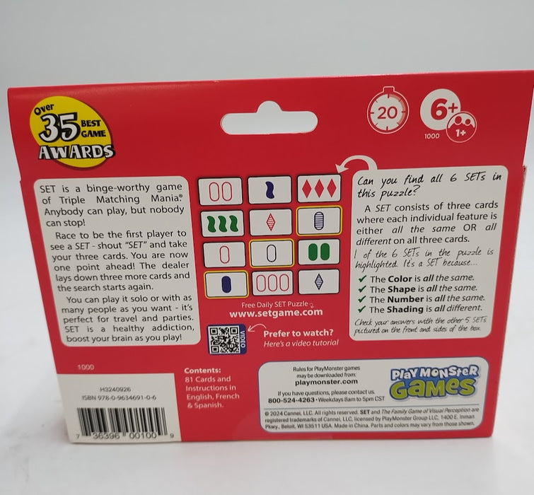 Set The Family Game of Visual Perception Game