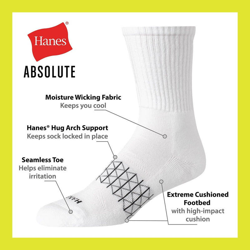 Hanes Premium Men's 3pk Active Crew Socks - Blue/Black 6-12