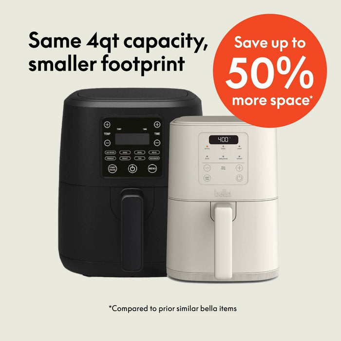 bella 4qt Slim Air Fryer Oatmilk: Small Beige Electric Fryer, 1300W, 2-Year Warranty, Plastic & Aluminum, 7.27 lbs
