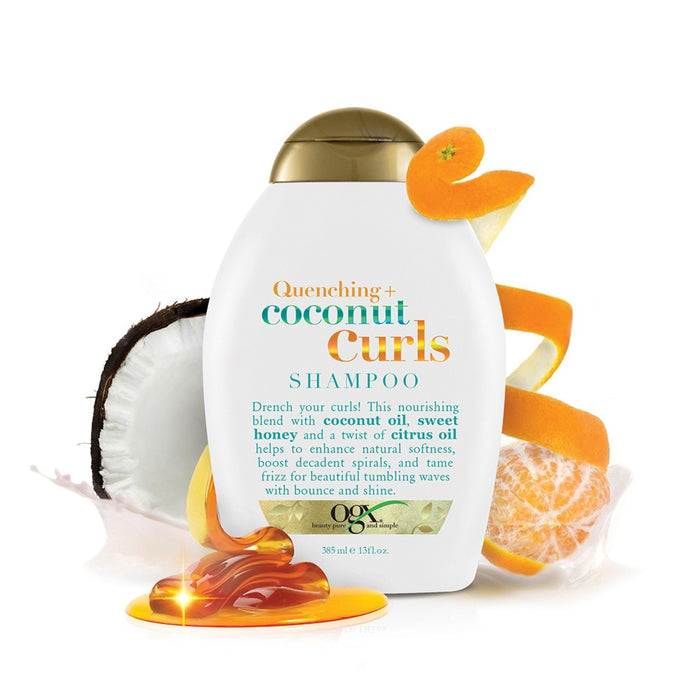 OGX Quenching+ Coconut Curls Shampoo Curly Hair Shampoo with Coconut Oil, Citrus Oil & Honey - 13 fl oz