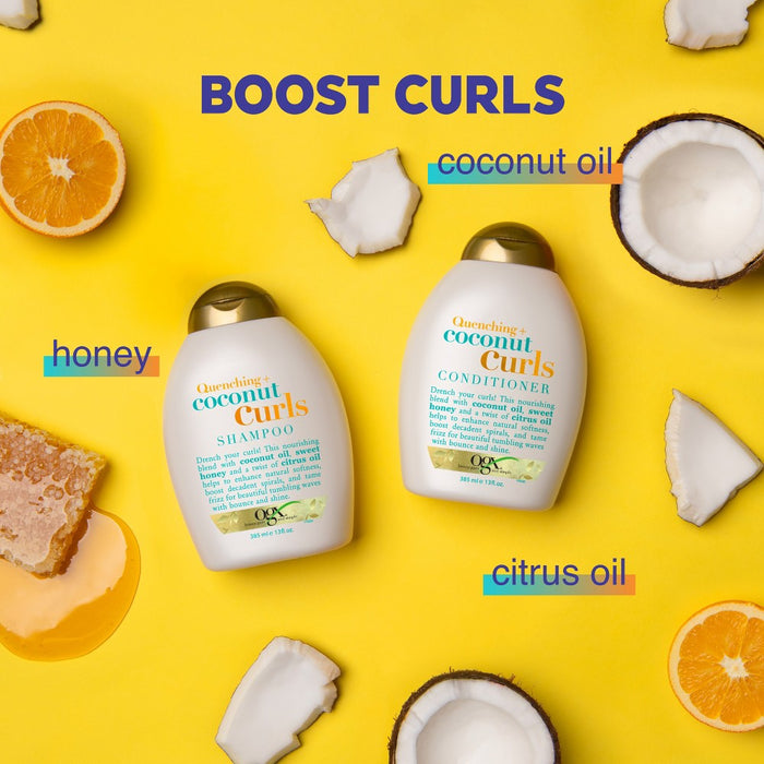 OGX Quenching+ Coconut Curls Shampoo Curly Hair Shampoo with Coconut Oil, Citrus Oil & Honey - 13 fl oz