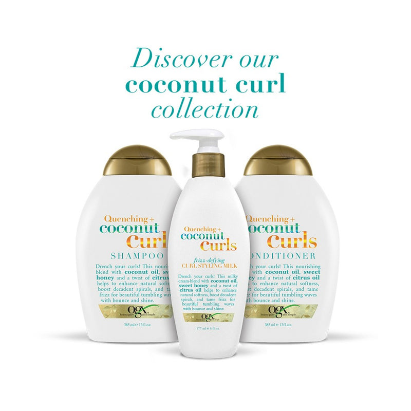 OGX Quenching+ Coconut Curls Shampoo Curly Hair Shampoo with Coconut Oil, Citrus Oil & Honey - 13 fl oz
