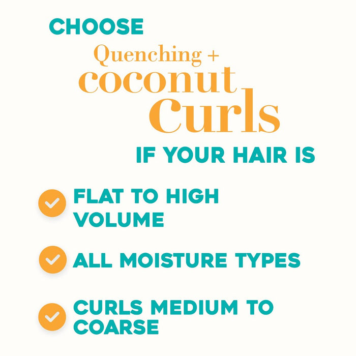 OGX Quenching+ Coconut Curls Shampoo Curly Hair Shampoo with Coconut Oil, Citrus Oil & Honey - 13 fl oz