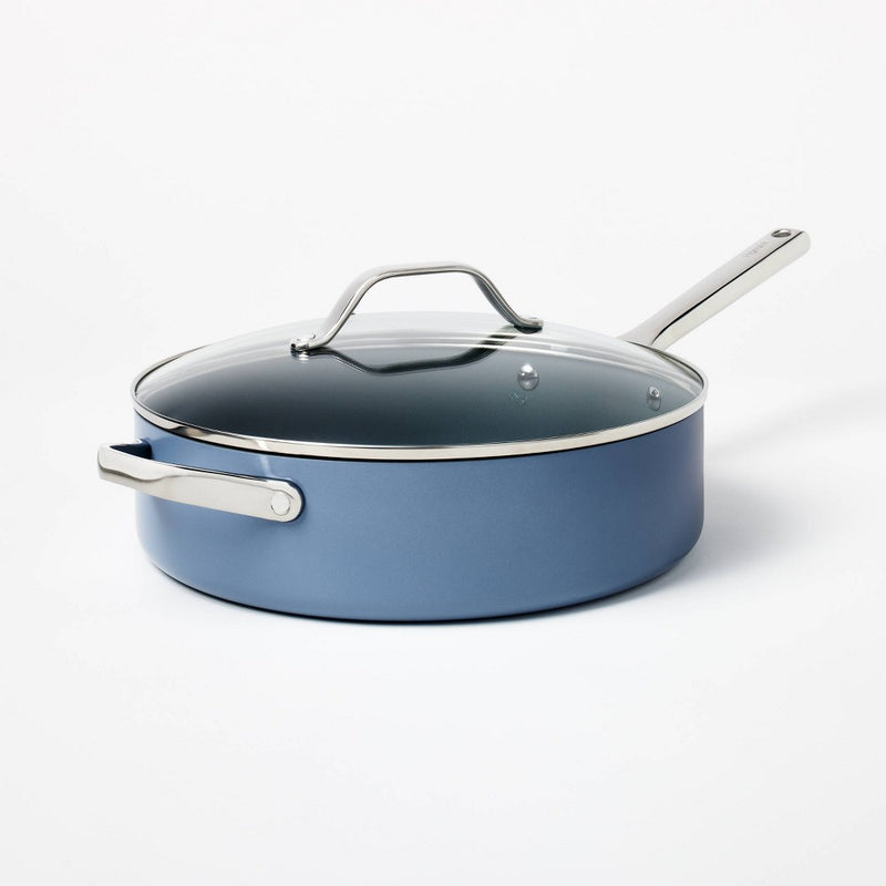5qt Nonstick Ceramic Coated Aluminum Saute Pan Blue - Figmint