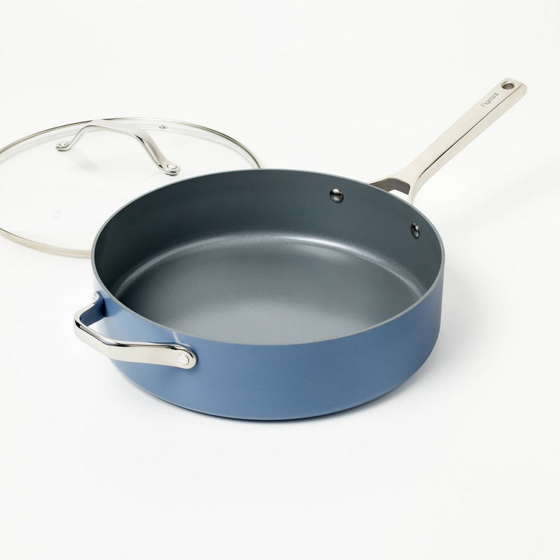 5qt Nonstick Ceramic Coated Aluminum Saute Pan Blue - Figmint