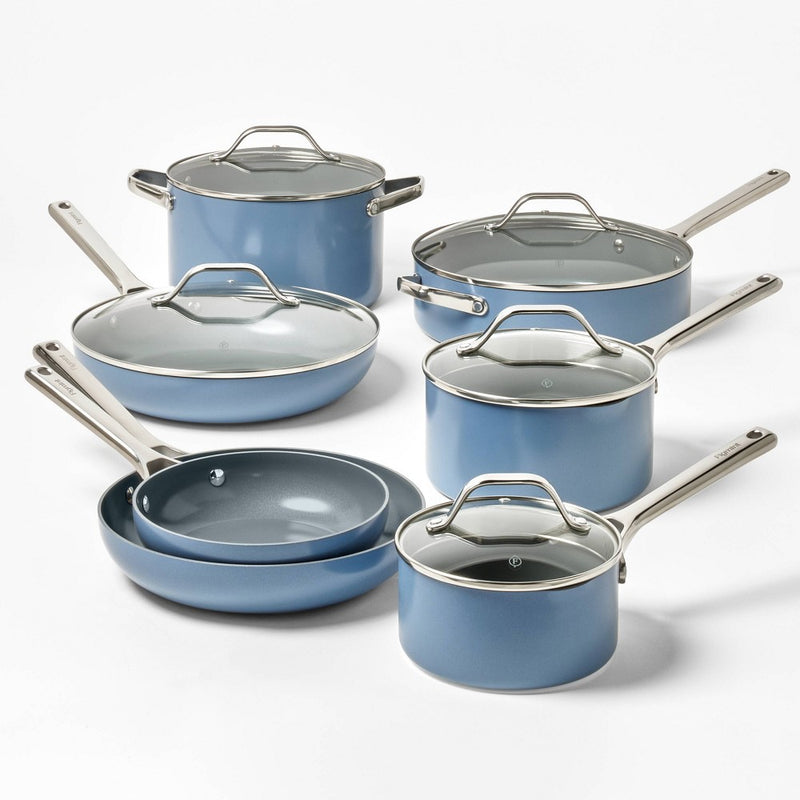5qt Nonstick Ceramic Coated Aluminum Saute Pan Blue - Figmint