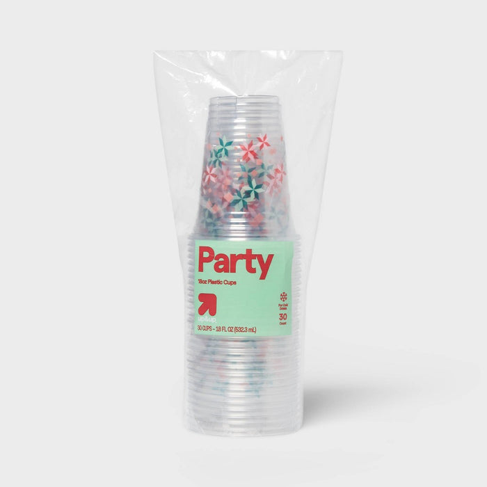 Holiday Disposable Drinkware Clear Cups - Joy - 18oz/30ct - up&up