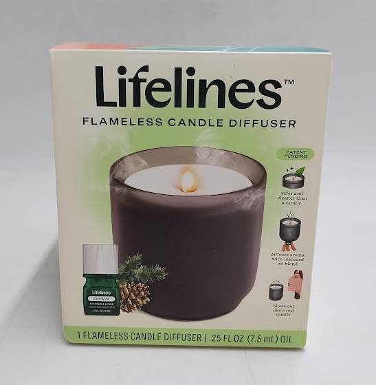 Lifelines Flameless Candle Diffuser - Frosted Glass Charcoal