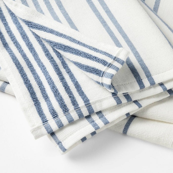5pc Kitchen Towels Blue - Figmint: Cotton Terry, Stripe Pattern, Machine Washable, Kitchen Hand & Dish Towels, 28"x18"