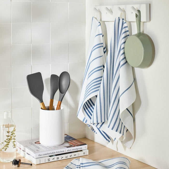 5pc Kitchen Towels Blue - Figmint: Cotton Terry, Stripe Pattern, Machine Washable, Kitchen Hand & Dish Towels, 28"x18"