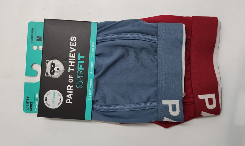 Pair of Thieves Men's SuperCool Boxer Briefs 2pk - Blue/Maroon M