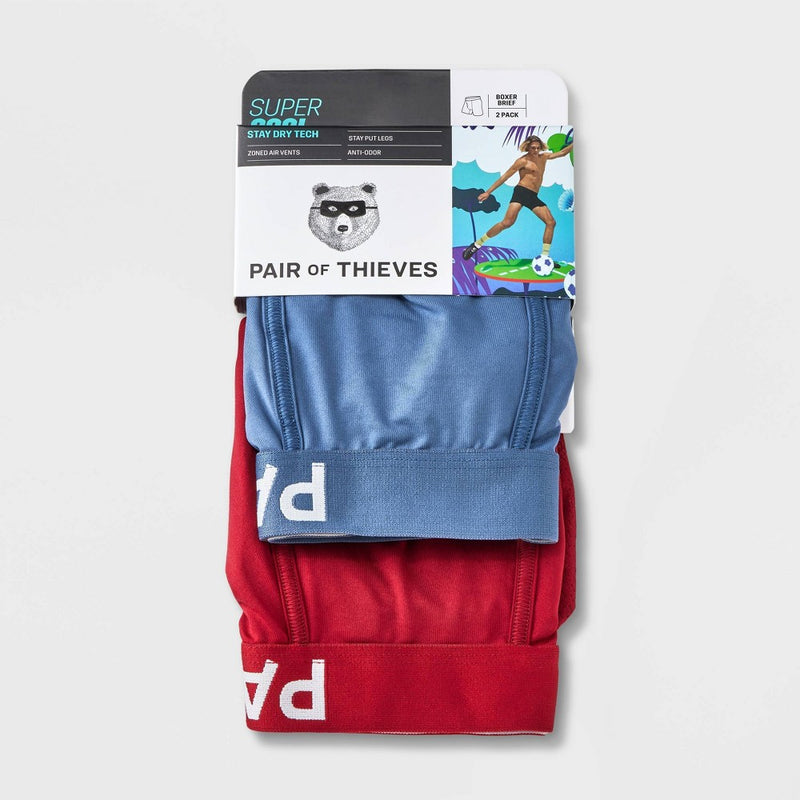 Pair of Thieves Men's SuperCool Boxer Briefs 2pk - Blue/Maroon M