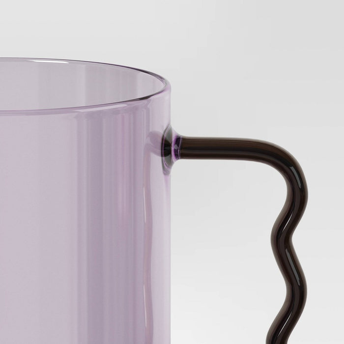 15.22oz Glass Mug Pink with Berry Handle - Room Essentials: Dishwasher-Safe Drinkware for Hot or Cold Beverages