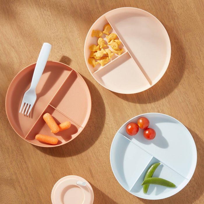 Kids' 6pc 7.4" Plastic Round Divided Plate - Pillowfort: BPA-Free, Microwave & Dishwasher Safe, Toddler Dining