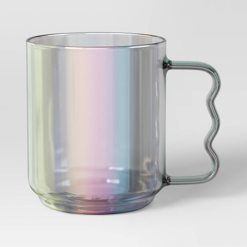 15.22oz Glass Mug Iridescent - Room Essentials: Dishwasher-Safe Drinkware for Hot or Cold Beverages