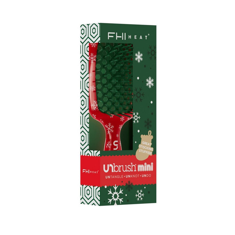 UNbrush Snowflakes Mini Detangling Hair Brush - Red