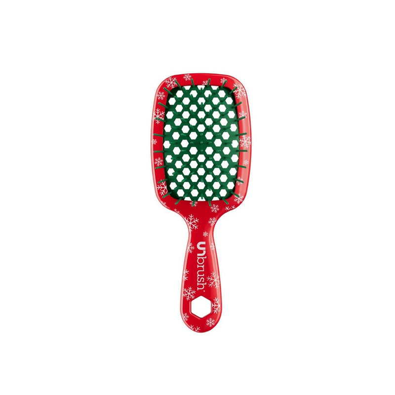 UNbrush Snowflakes Mini Detangling Hair Brush - Red