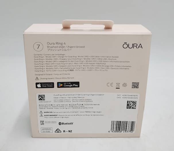 Oura Ring 4 Brushed Silver - Size 7 BRAND NEW - OPEN BOX