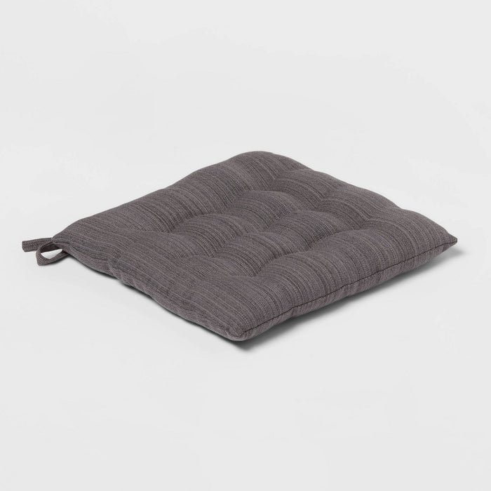 Solid Chair Pad Gray - Threshold: Indoor Square Seat Cushion, Cotton & Polyester, OEKO-TEX Certified