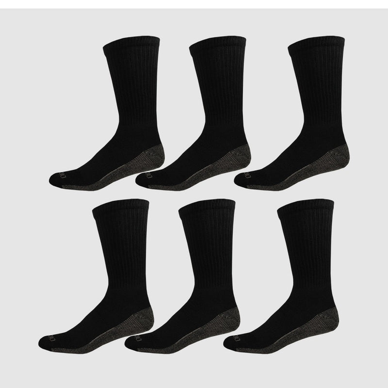 Dickies Men's Dri Tech Crew Socks 6pk - Black 6-12