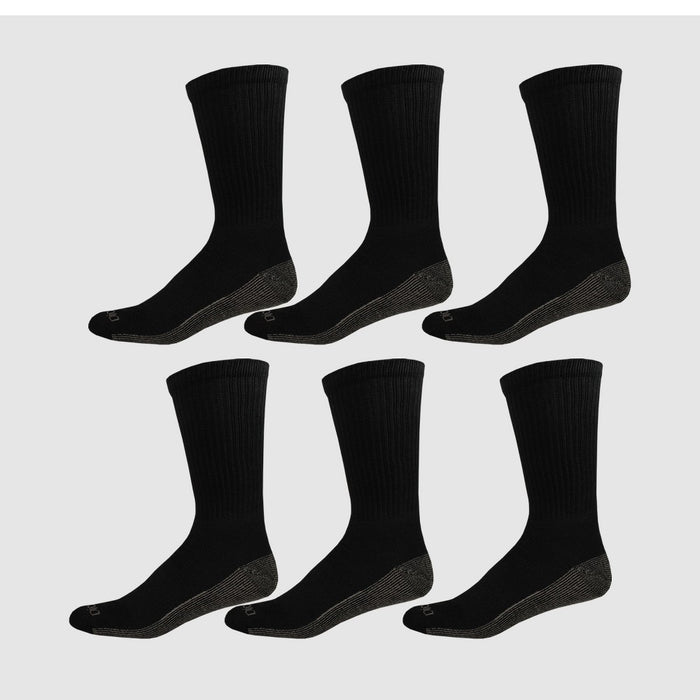 Dickies Men's Dri Tech Crew Socks 6pk - Black 6-12