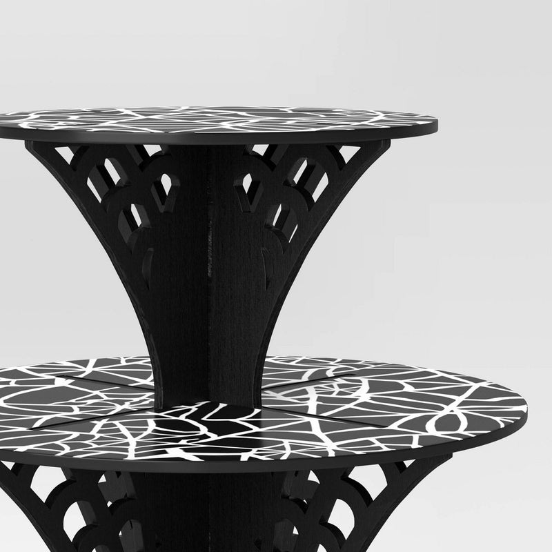 13"x13" 3 Tier Wood Halloween Spider Web Tray - Hyde & EEK! Boutique: MDF, FSC Certified