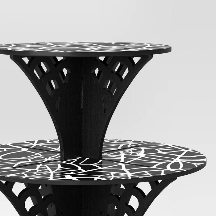 13"x13" 3 Tier Wood Halloween Spider Web Tray - Hyde & EEK! Boutique: MDF, FSC Certified