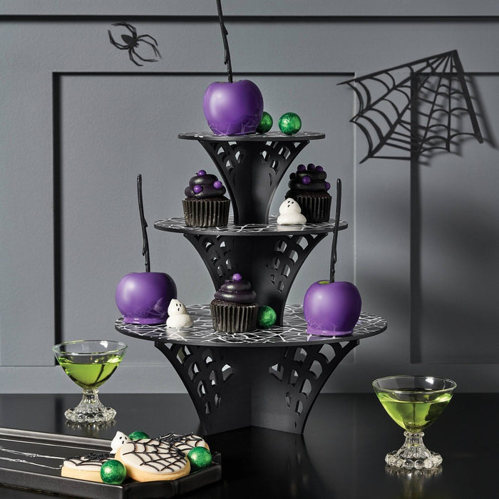 13"x13" 3 Tier Wood Halloween Spider Web Tray - Hyde & EEK! Boutique: MDF, FSC Certified