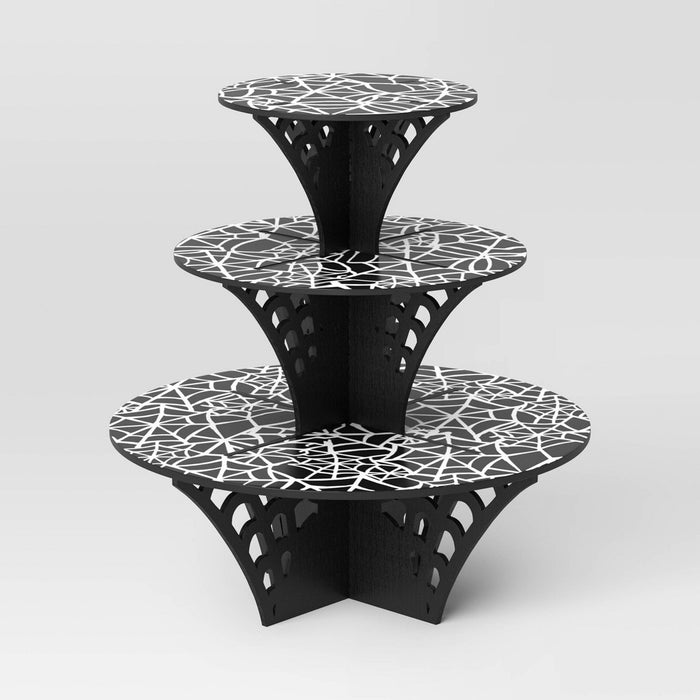 13"x13" 3 Tier Wood Halloween Spider Web Tray - Hyde & EEK! Boutique: MDF, FSC Certified