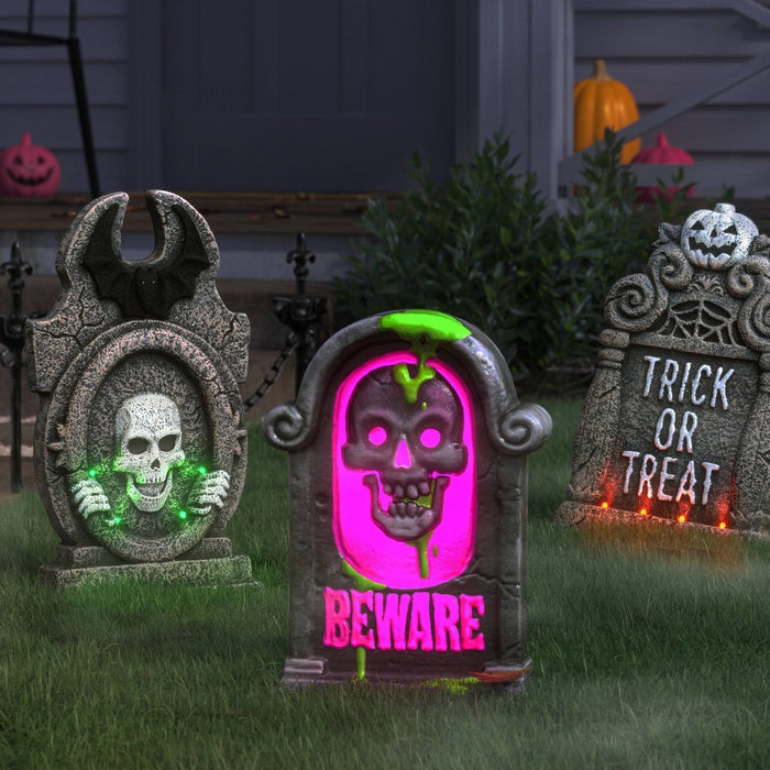 Lit Tombstone Blowmold Outdoor Halloween Decorative Prop - Hyde & EEK! Boutique