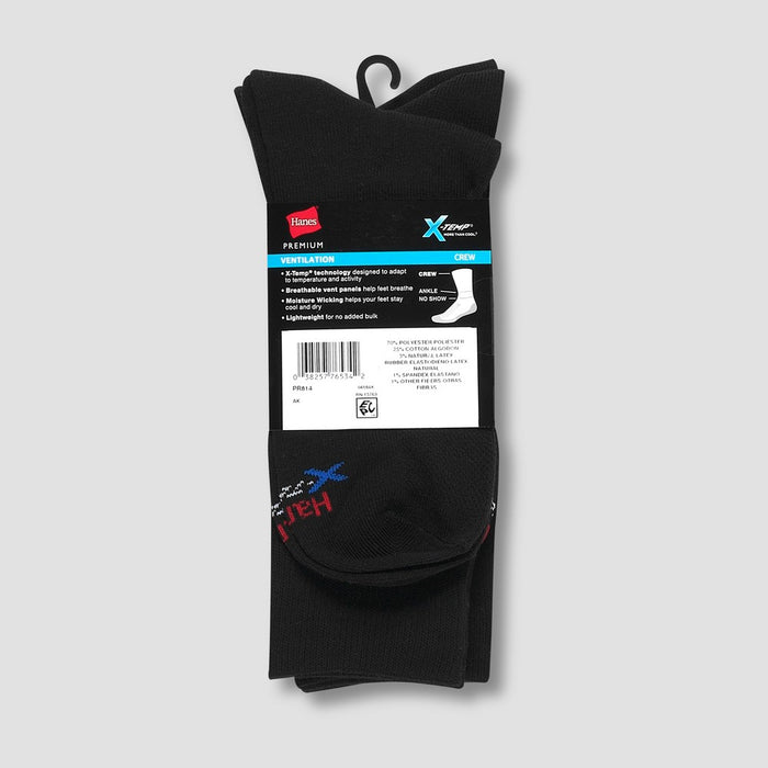 Hanes Premium Men's 4pk Lightweight Casual Socks - Black 6-12