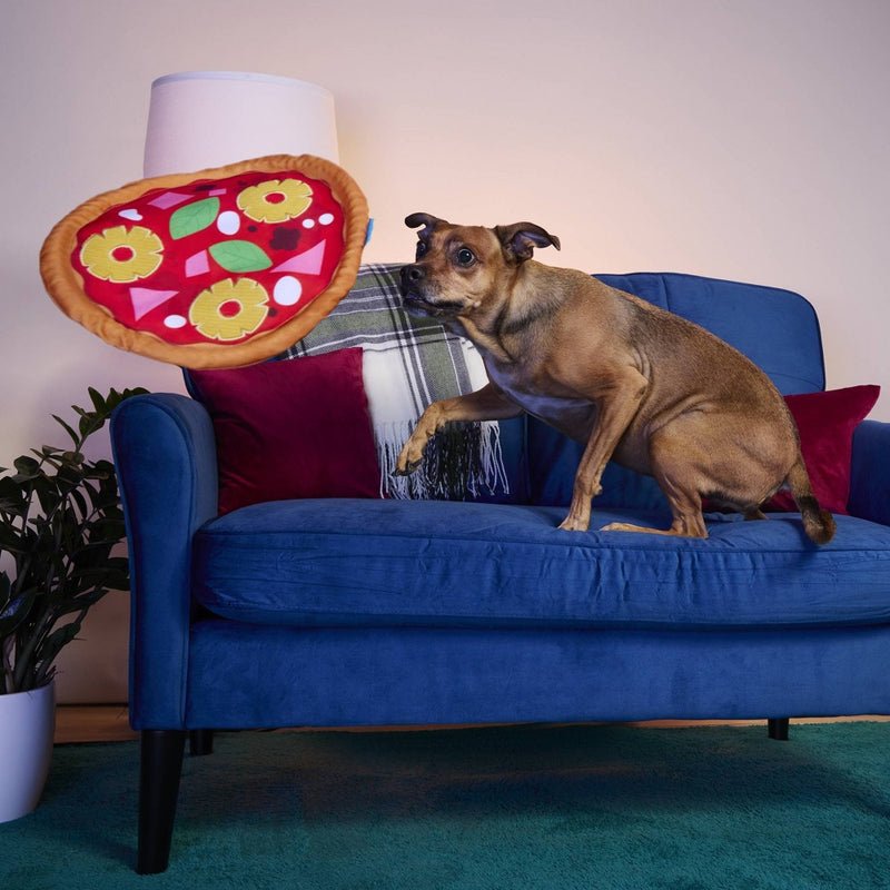 BARK Barkbuster Movie Night Hawhine Pizza Dog Food Shaped Plush Toy