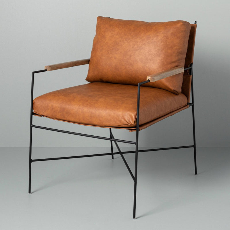 Faux Leather & Metal Accent Chair - Black/Brown - Hearth & Hand with Magnolia (LOCAL PICKUP ONLY)