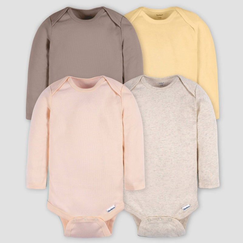Gerber Baby 4pk Long Sleeve Onesies - Pink 18M