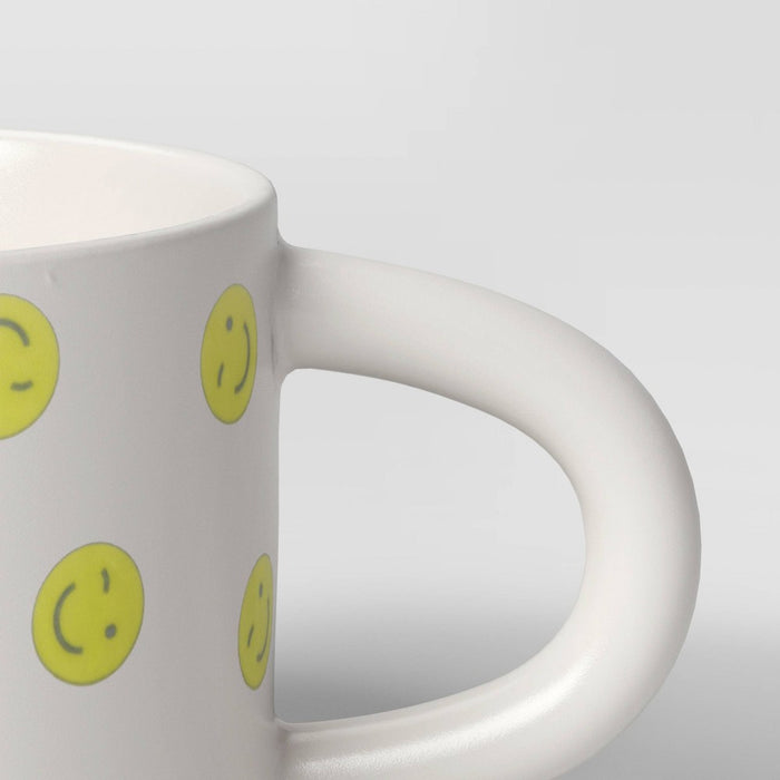 16oz Stoneware Smiley Face Mug - Room Essentials: Coffee Cup, Microwave & Dishwasher Safe, Dorm Room Essential