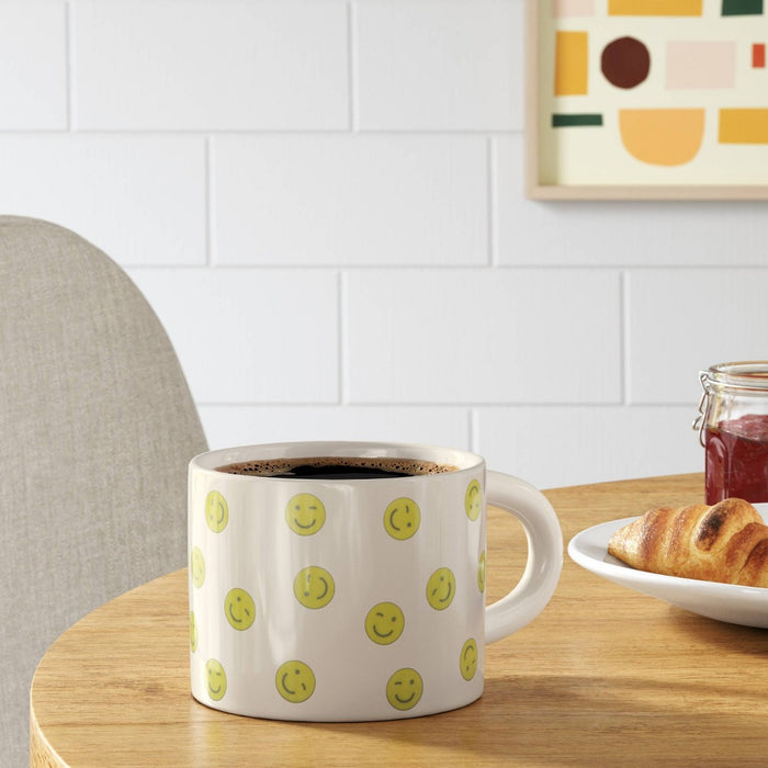 16oz Stoneware Smiley Face Mug - Room Essentials: Coffee Cup, Microwave & Dishwasher Safe, Dorm Room Essential