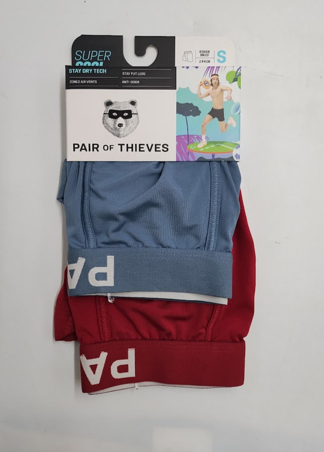 Pair of Thieves Men's SuperCool Boxer Briefs 2pk - Blue/Maroon S