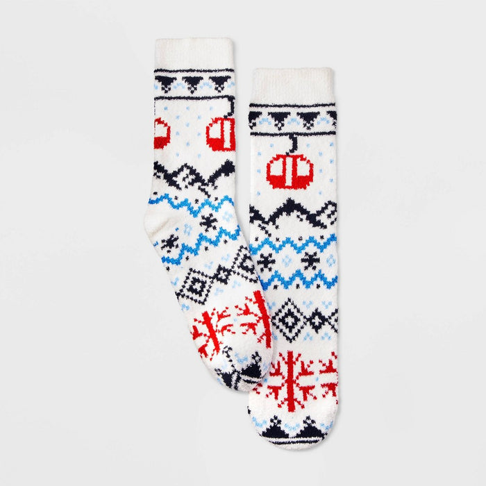 Men's Ski Lift Cozy Crew Socks with Gift Card Holder - Wondershop White 6-12