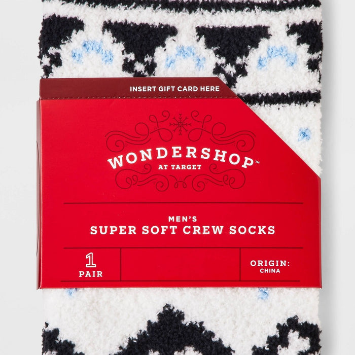 Men's Ski Lift Cozy Crew Socks with Gift Card Holder - Wondershop White 6-12