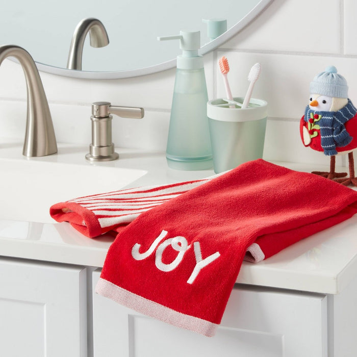 2pk Christmas 'Joy' Hand Towels Red - Wondershop