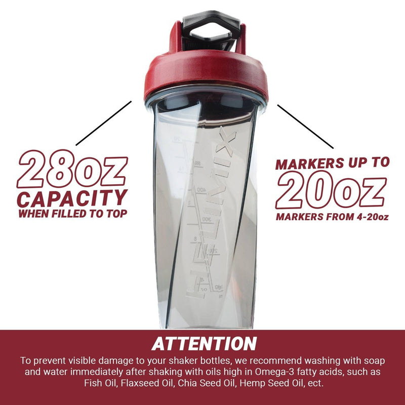 Helimix 28oz Shaker Water Bottle - Burgundy