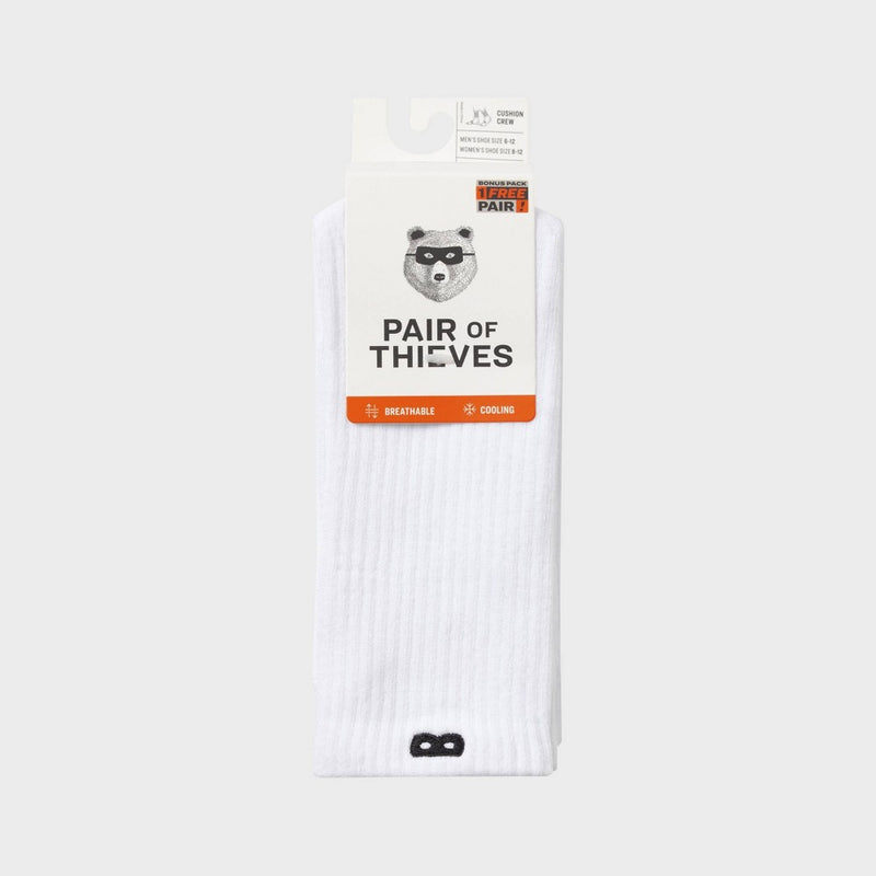 Pair of Thieves Men's 3+1 BOWO Crew Socks - White 6-12