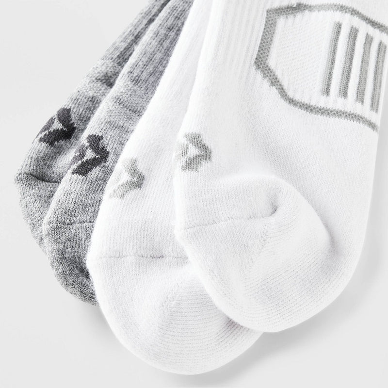 Men's Striped Cushioned Ankle Socks 8pk - All In Motion Gray/White 6-12