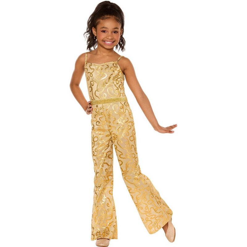 Kids' Barbie: The Movie Barbie Halloween Costume Jumpsuit - Gold S